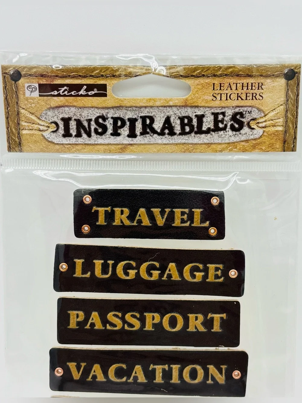 Sticko Inspirables Travel Leather Stickers Scrapbook Journal Vacation Crafts NIP